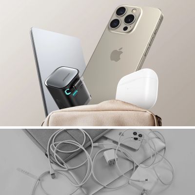 10. Ładowarka GaN Joyroom JR-TCL02 65W USB-A USB-C z wbudowanym kablem USB-C - czarna
