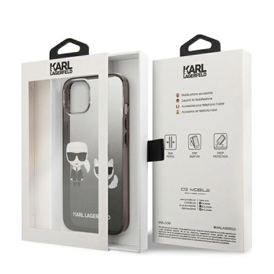 8. Etui Karl Lagerfeld Gradient Ikonik Karl&Choupette na iPhone 13 mini - czarne