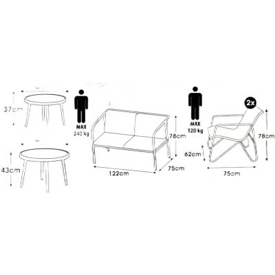 9. ZESTAW MEBLI OGRODOWYCH 5 CZEŚCIOWY MEDIOLAN