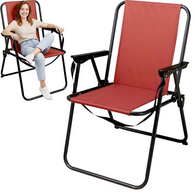 4. KRZESŁO TURYSTYCZNE Z PODŁOKIETNIKAMI SKŁADANE CZERWONY REDCLIFFS