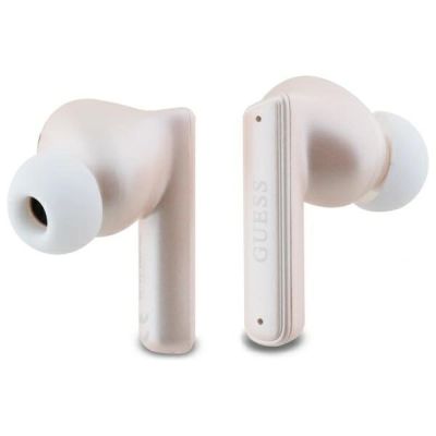 5. Słuchawki Bluetooth Guess Capsule Printed Logo TWS + stacja dokująca - różowe