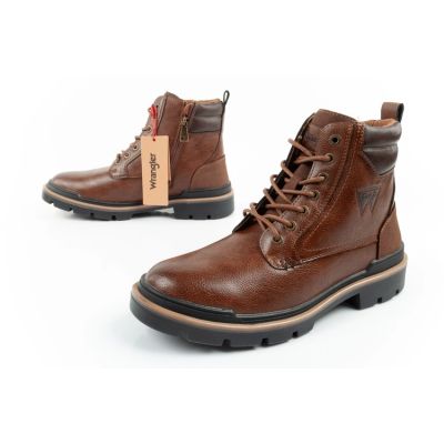 8. Wrangler Nevada buty męskie sztyblety trzewiki eleganckie modne sznurowane brązowe