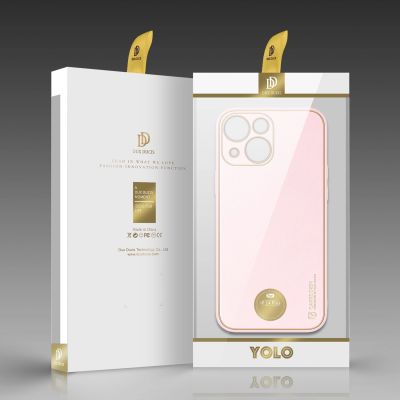5. Dux Ducis Yolo etui iPhone 14 Plus elegancki pokrowiec ze skóry ekologicznej różowy