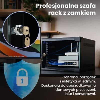 12. Extralink LITE 4U 10 280X310 WALL-MOUNTED RACKMOUNT CABINET BLACK Stojak wolnostojący/ścienny/podłogowy Czarny