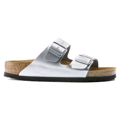7. Klapki damskie Birkenstock srebrne Arizona Birko-Flor Silver regular szerokie (1012282)