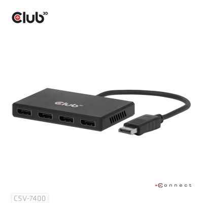 5. Hub USB Club Hub 3D MST (Multi Stream Transport) DisplayPort 1.4 na 4x DisplayPort, Cztery monitory, 4x 4K30Hz, 8K30Hz