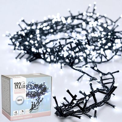 LAMPKI CHOINKOWE ŁAŃCUCH ŚWIETLNY NA BATERIE 192 LED TIMER ZIMNY BIAŁY