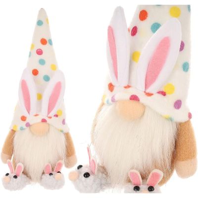 12. SKRZAT GNOM ZAJĄCZEK 25CM W GROSZKI BOY DEKORACJA WIOSENNA
