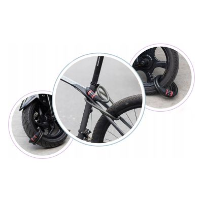 2. Zapięcie rowerowe Rockbros RKS507-1BK na szyfr 1,8m - czarne