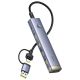 Hub USB-A/USB-C Baseus UltraJoy Series 4xUSB-A 3.1 1xUSB-C 5V - szary