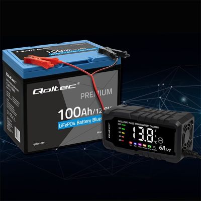 3. Akumulator Qoltec LiFePO4 53714 Litowo-Żelazowo-Fosforanowy | 12.8V | 100Ah | 1280Wh | Bluetooth | BMS