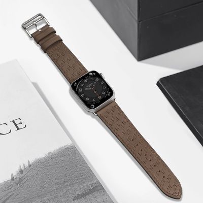 4. Pasek skórzany Strap Leather do Apple Watch 38 / 40 / 41 mm opaska bransoleta - ciemnobrązowy