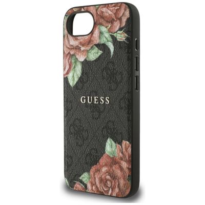 6. Etui Guess 4G Flowers Print MagSafe na iPhone 16e - czarne