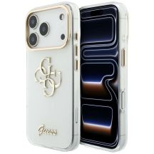 Etui Guess IML 4G Script Metal na iPhone 17 Pro / 18 Pro - białe