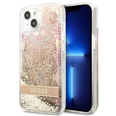 Etui Guess Paisley Liquid Glitter na iPhone 13 / 14 / 15 - złote
