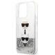 6. Etui Karl Lagerfeld Liquid Glitter Karl&Choupette Head na iPhone 13 Pro / iPhone 13 - srebrne