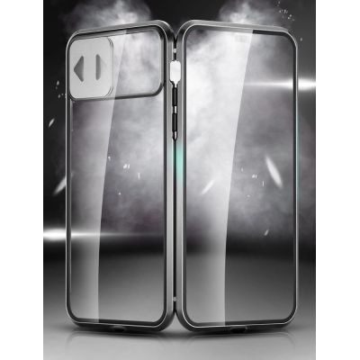 10. Wozinsky Magnetic Cam Slider Case magnetyczne etui 360 na cały telefon szkło na ekran osłona na aparat Huawei P40 czarny