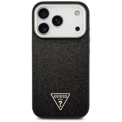 3. Etui Guess Glitter Triangle Logo MagSafe na iPhone 17 Pro - czarne