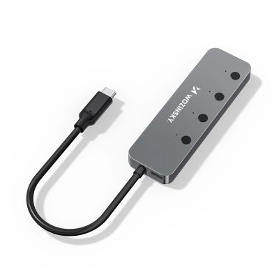 3. Hub USB Wozinsky WHS088YSS 4x USB-A z indywidualnymi włącznikami aluminiowy z kablem USB-C 15 cm - szary