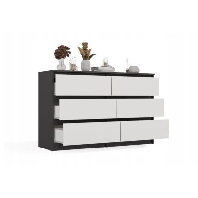 3. M6 MALWA KOMODA 120CM 6 SZUFLAD ANT/BIEL KOMPLET