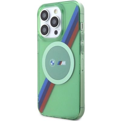 2. Etui BMW M Tricolor Stripes MagSafe na iPhone 15 Pro - zielone