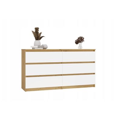 3. M6 MALWA KOMODA 140 CM 6 SZUFLAD ART/BIEL KOMPLET