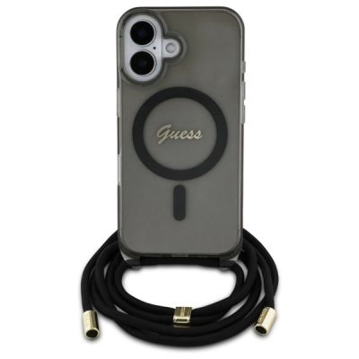 2. Etui Guess Crossbody Cord Script MagSafe na iPhone 16 - czarne
