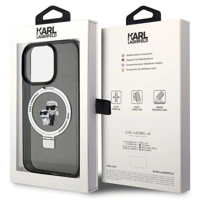 8. Etui Karl Lagerfeld Ring Stand Karl&Choupettte MagSafe do iPhone 15 Pro Max - czarne