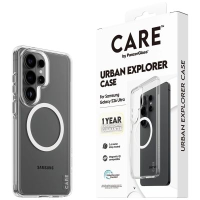 5. Etui CARE by PanzerGlass Urban Explorer Transparent w. White Qi na Samsung Galaxy S26 Ultra - przezroczyste
