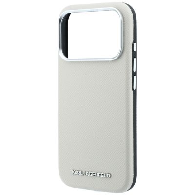 6. Etui Karl Lagerfeld Grained Elongated Logo MagSafe na iPhone 17 Pro / 18 Pro - beżowe