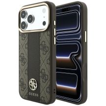 Etui Guess 4G with Stripe Round and Classic Logos MagSafe na iPhone 17 Pro Max / 18 Pro Max - brązowe
