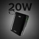 4. Powerbank SBS 20000 mAh 20 W z wbudowanym kablem USB-C i wyświetlaczem cyfrowym - czarny