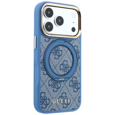 4. Etui Guess Ring Stand 360 4G Classic Logo MagSafe na iPhone 18 Pro / 17 Pro - niebieskie