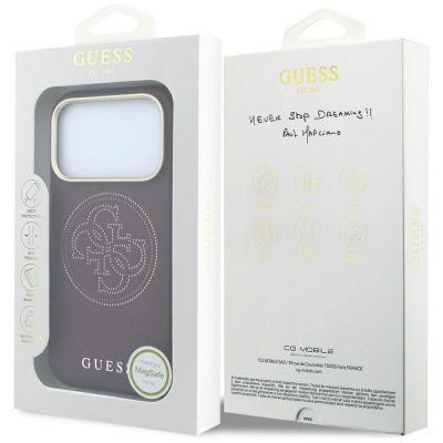 8. Etui Guess Perforated 4G Gold Logo Magsafe na iPhone 18 Pro Max / 17 Pro Max - burgundowe