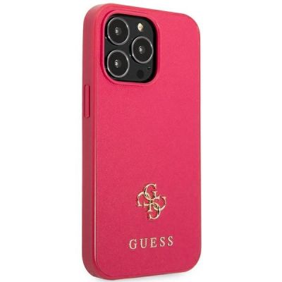 4. Etui Guess Saffiano 4G Small Metal Logo na iPhone 13 Pro / 13 - różowe
