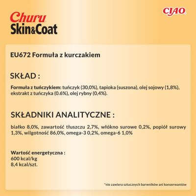 7. INABA Churu Skin&Coat Kurczak - przysmak dla kota - 4x14 g