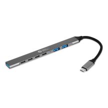 BakkerElkhuizen USB-C Hub 7-in-1 (3A+4C) USB Type-C 5000 Mbit/s Czarny, Szary