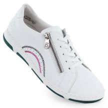 Skórzane półbuty damskie na suwak białe Rieker 42424-80