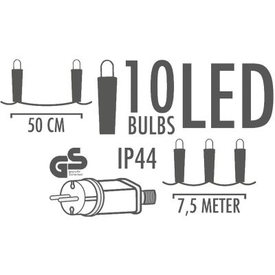 17. GIRLANDA OGRODOWA PARTY LIGHT 10LED 7,5M