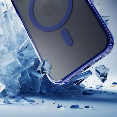 14. Etui 3mk Frosty MagCase Blue na Apple iPhone 16 Pro - przezroczyste