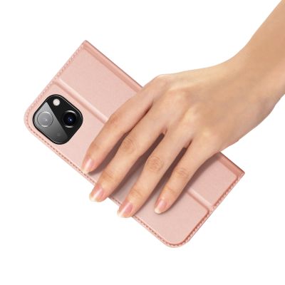 6. Etui do iPhone 15 Plus pokrowiec z klapką i portfelem Dux Ducis Skin Pro - różowe