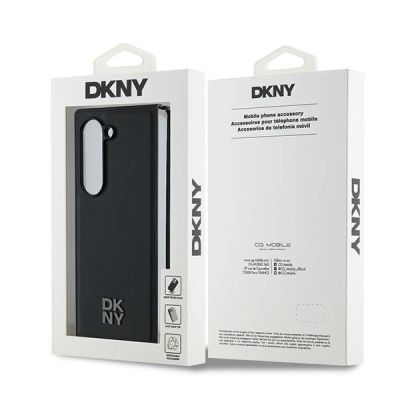 7. Etui DKNY Magsafe Plain Leather Metal Stack Logo na Samsung Galaxy Z Fold 6 - czarne