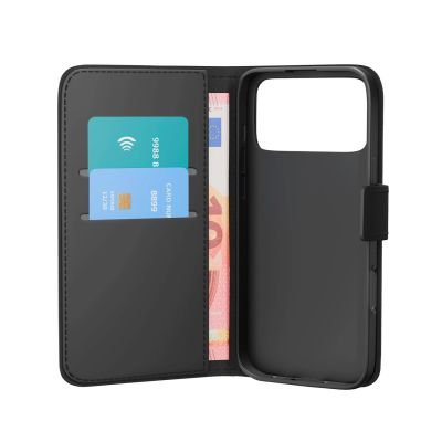 7. Etui Puro Wallet Stand na iPhone 17 Pro Max z ekoskóry, z klapką, portfelem i funkcją podstawki - czarne