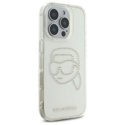 4. Etui Karl Lagerfeld IML Rhinestones Karl Head na iPhone 16 Pro - przezroczyste