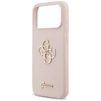 6. Etui Guess Silicone Big 4G Script na iPhone 17 Pro Max - różowe