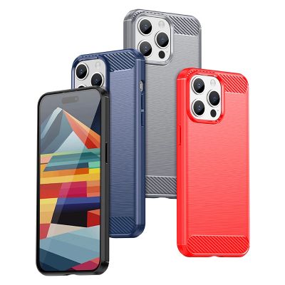 7. Elastyczne etui wzór karbon do iPhone 15 Pro Carbon Case - niebieskie