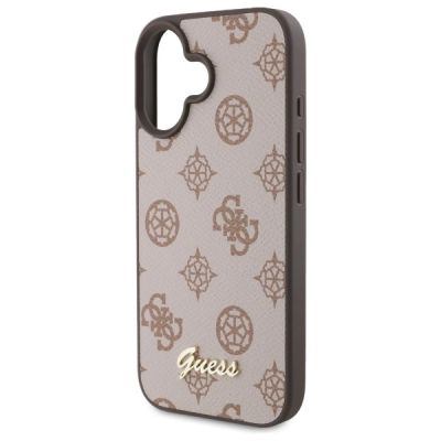 6. Etui Guess Peony Script MagSafe na iPhone 16 - brązowe