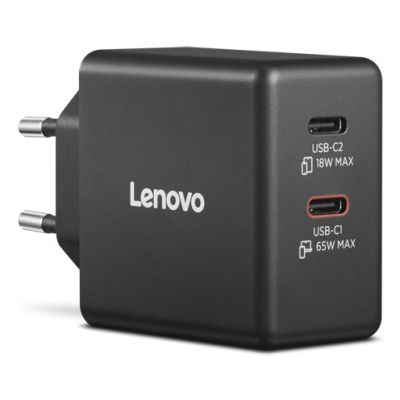 4. Ładowarka sieciowa Lenovo G0A6065BEU GaN 2x USB-C 65W czarna