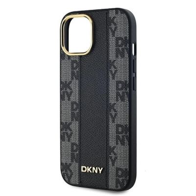 6. Etui DKNY Leather Checkered Mono Pattern MagSafe na iPhone 15 Plus / 14 Plus - czarne