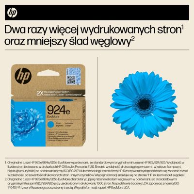 3. HP Oryginalny błękitny tusz 924e EvoMore